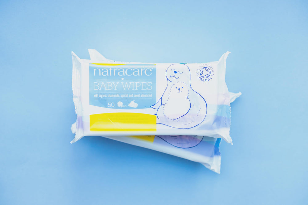 Natracare baby wipes soft fiber close-up — delicate texture for baby skin.