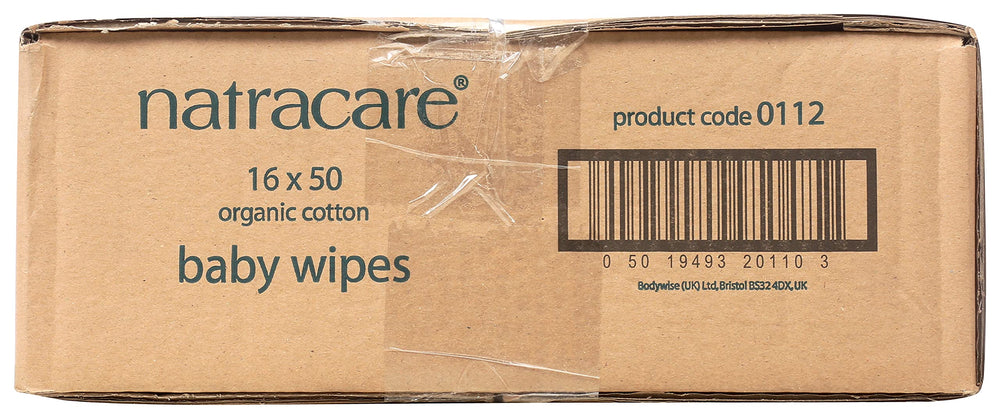 Natracare Organic Cotton Baby Wipes biodegradable packaging supports eco-friendly disposal.
