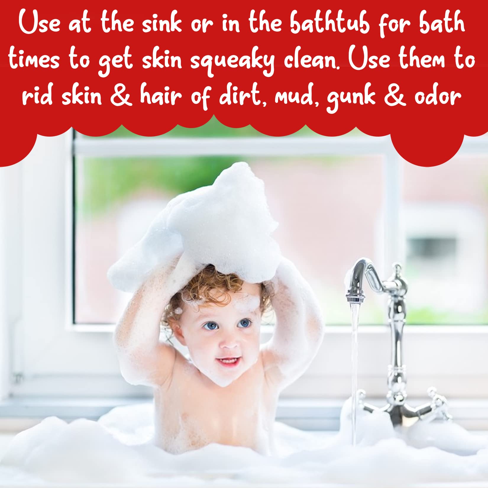 Natrulo soothing kids bath-time scene with gentle cleansing bar
