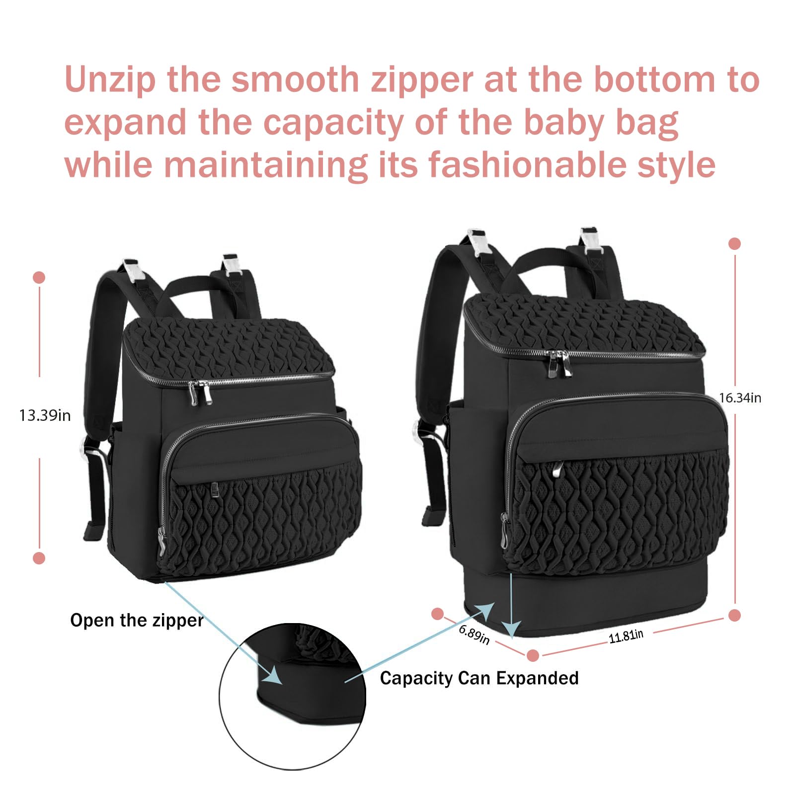 NatuFuse Baby Diaper Bag insulated bottle pockets keep bottles at the right temperature outdoors