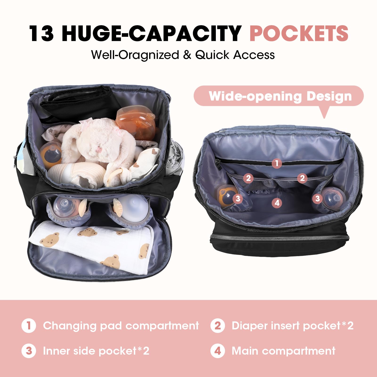 NatuFuse Baby Diaper Bag water bottle side pocket for hydration on the go