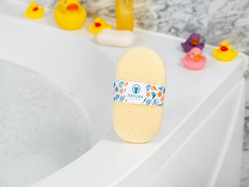 Natura Bath bamboo baby mitt with ergonomic grip for easy lathering