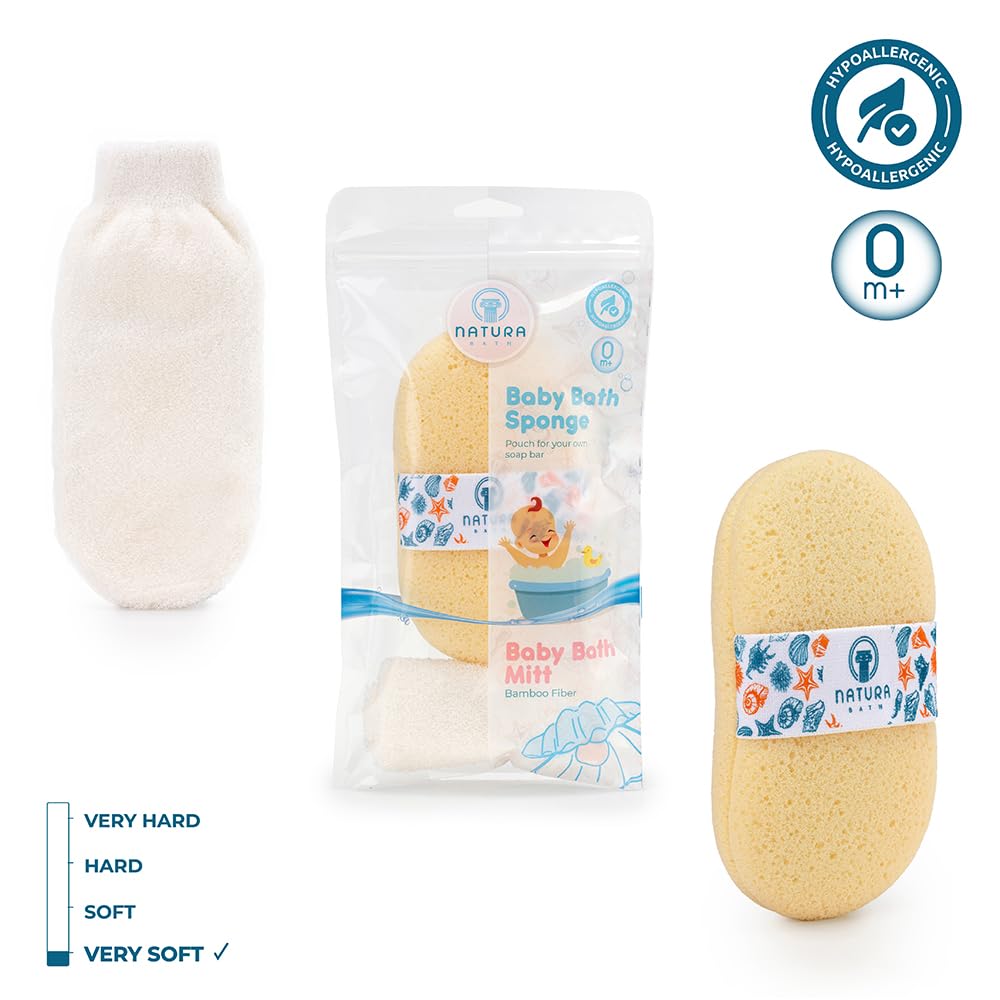 Natura Bath elastic band grip provides secure handling with soapy hands