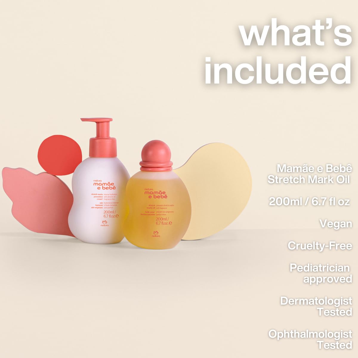 Natura Mamae e Bebe almond oil close-up showing nourishing texture.