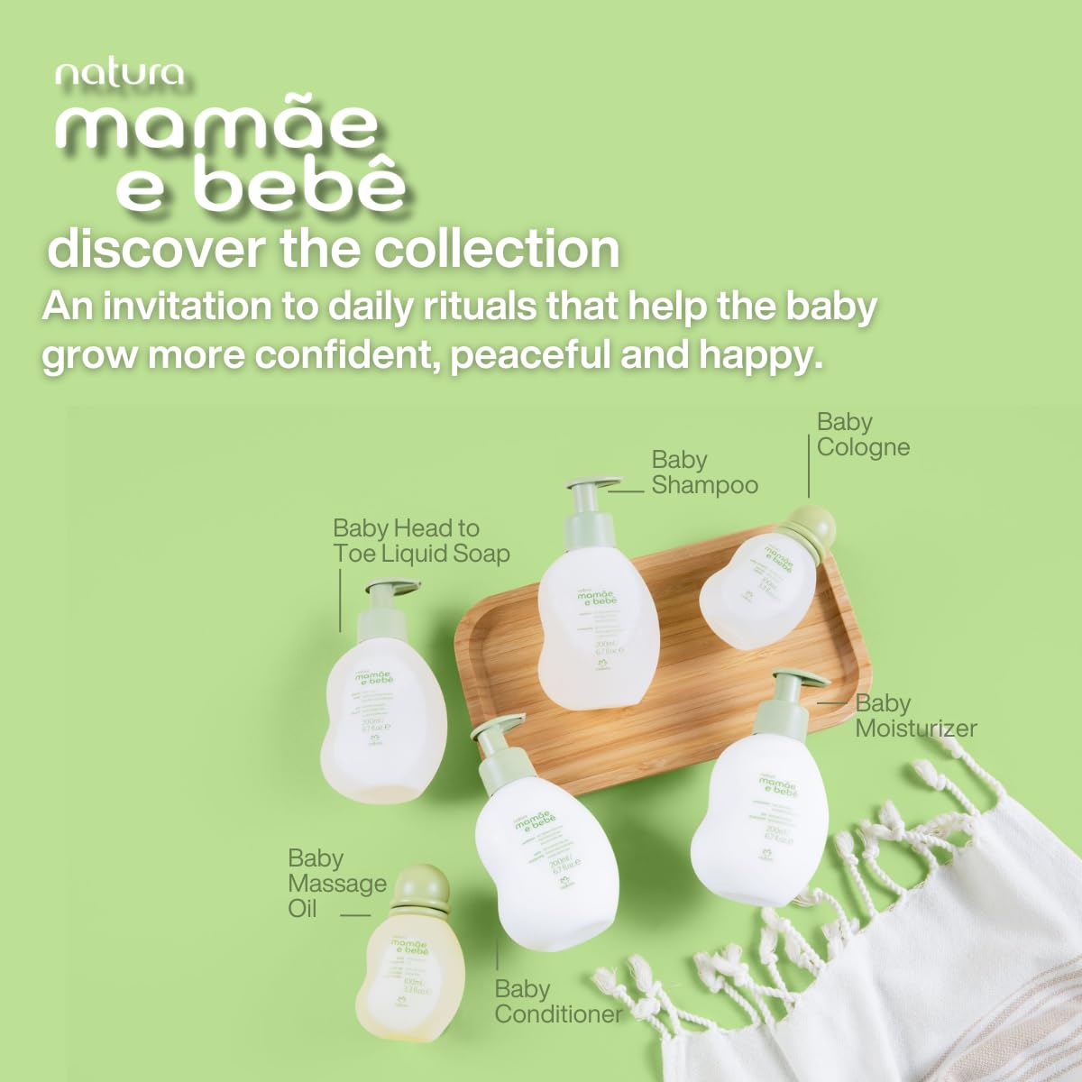 Natura Mamãe e Bebê Shampoo Refill Amazonian ingredients illustration highlights natural sourcing.