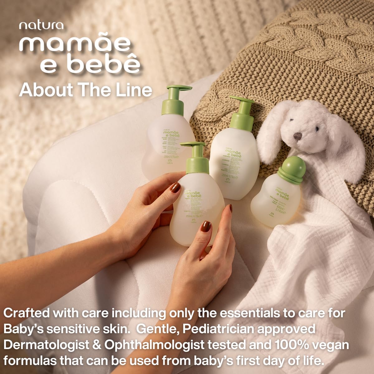 Natura Mamãe e Bebê Shampoo Refill label emphasizes vegan, natural origin.