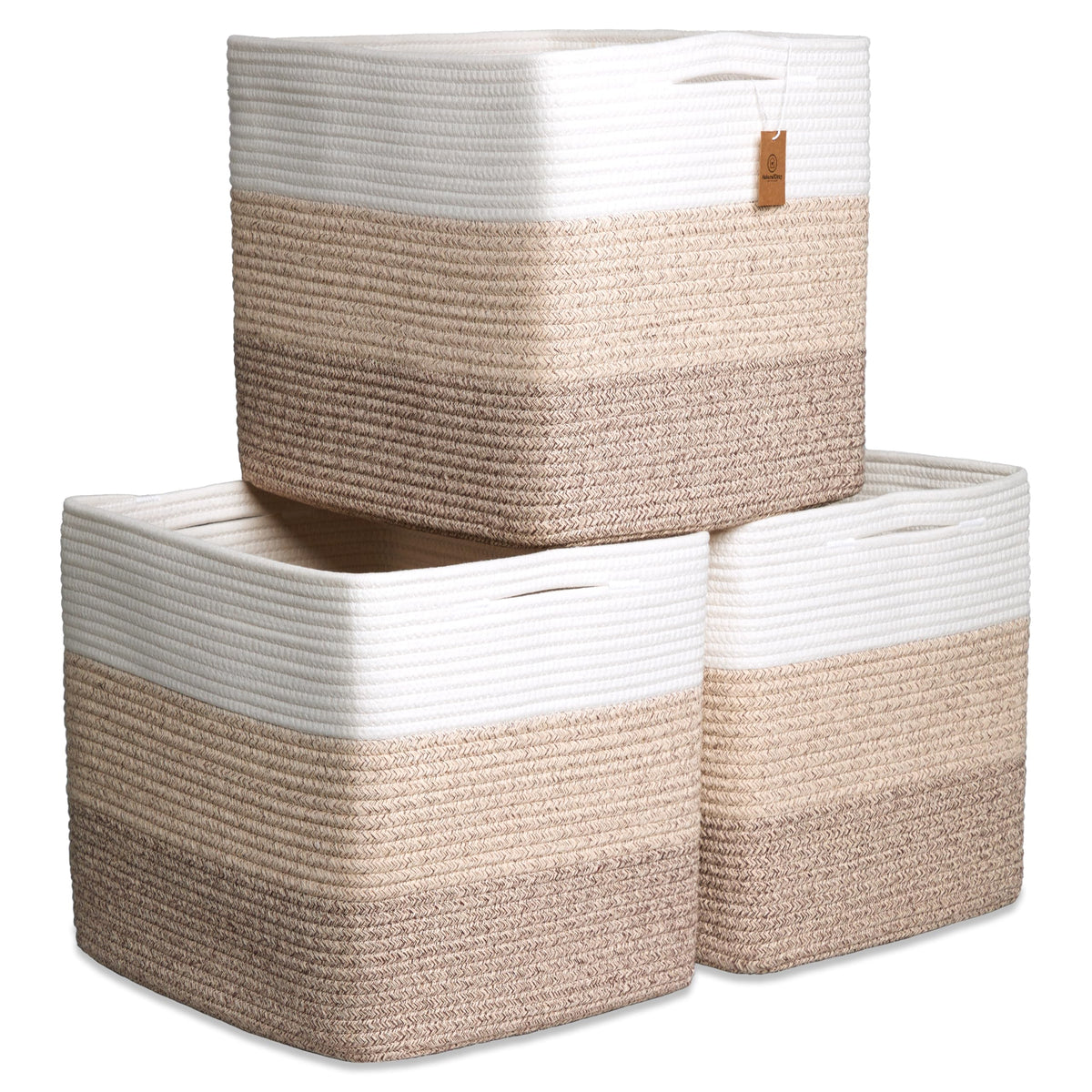 NaturalCozy 13x15x13 Kallax bin 3-pack on shelf for neat toy storage.