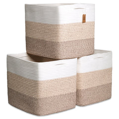 NaturalCozy 13x15x13 Kallax bin 3-pack on shelf for neat toy storage.