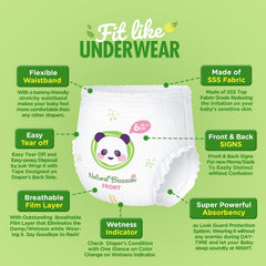 Natural Blossom pull-on diapers with back tape for quick disposal
