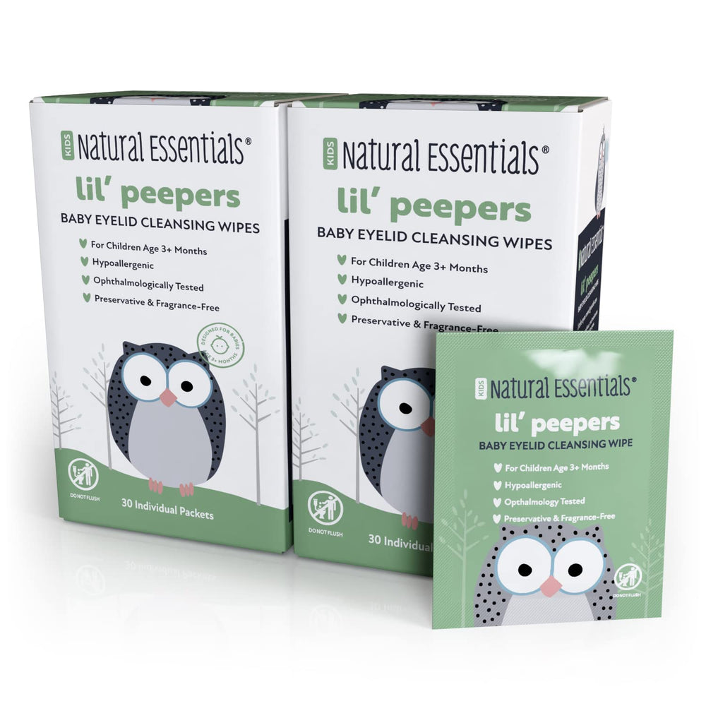 Natural Essentials Lil Peepers box front showing gentle eye care and preservative free design