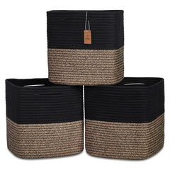 NaturalCozy 13-inch cube storage bin shows folding method for neat shelves and shape retention.