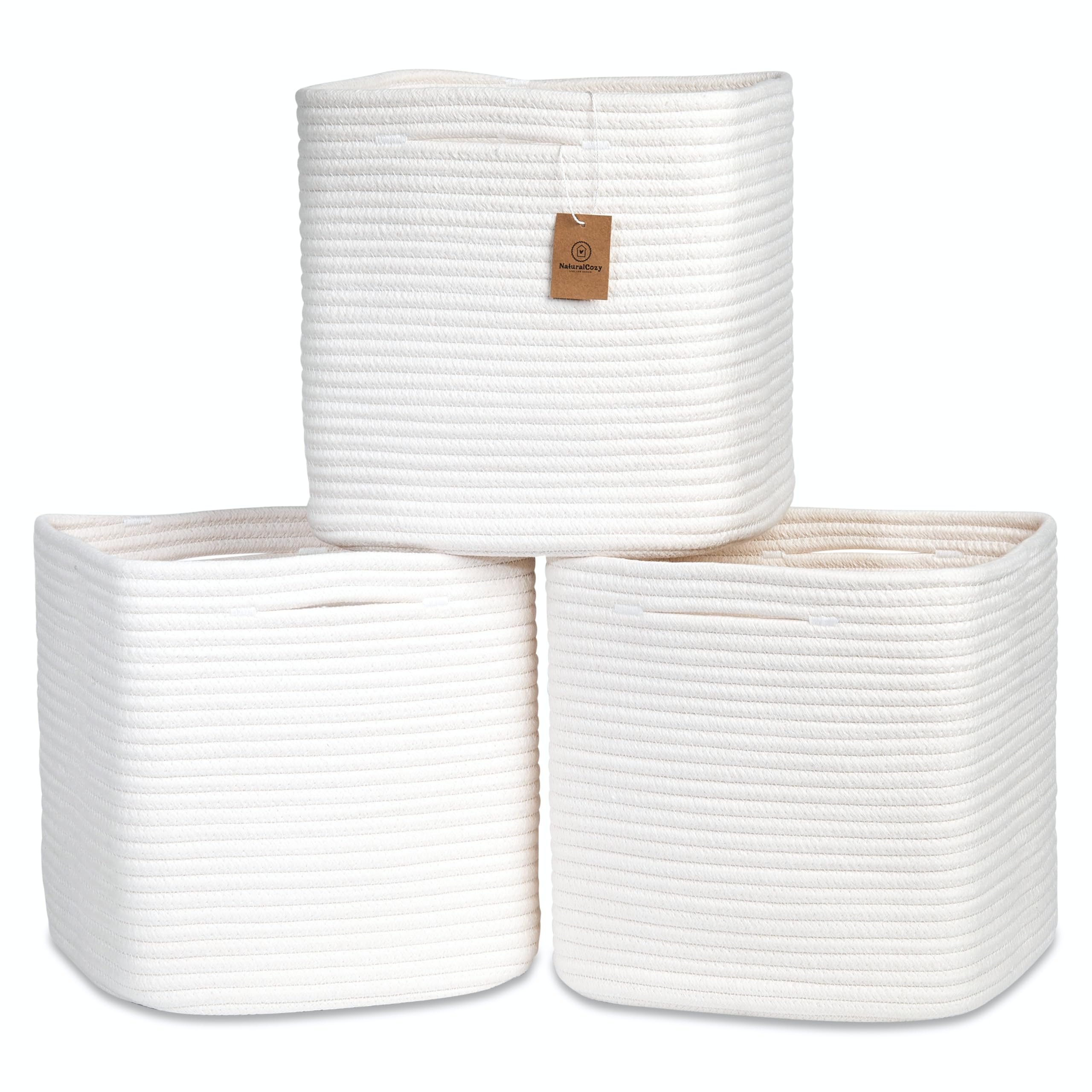 NaturalCozy 13-inch cube bin folded setup for easy shaping on shelves