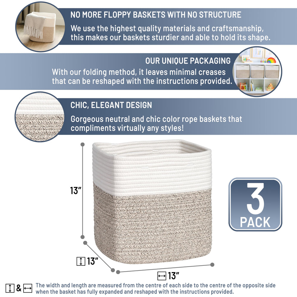 NaturalCozy 13-inch cube storage bin interior space shows extra storage capacity.