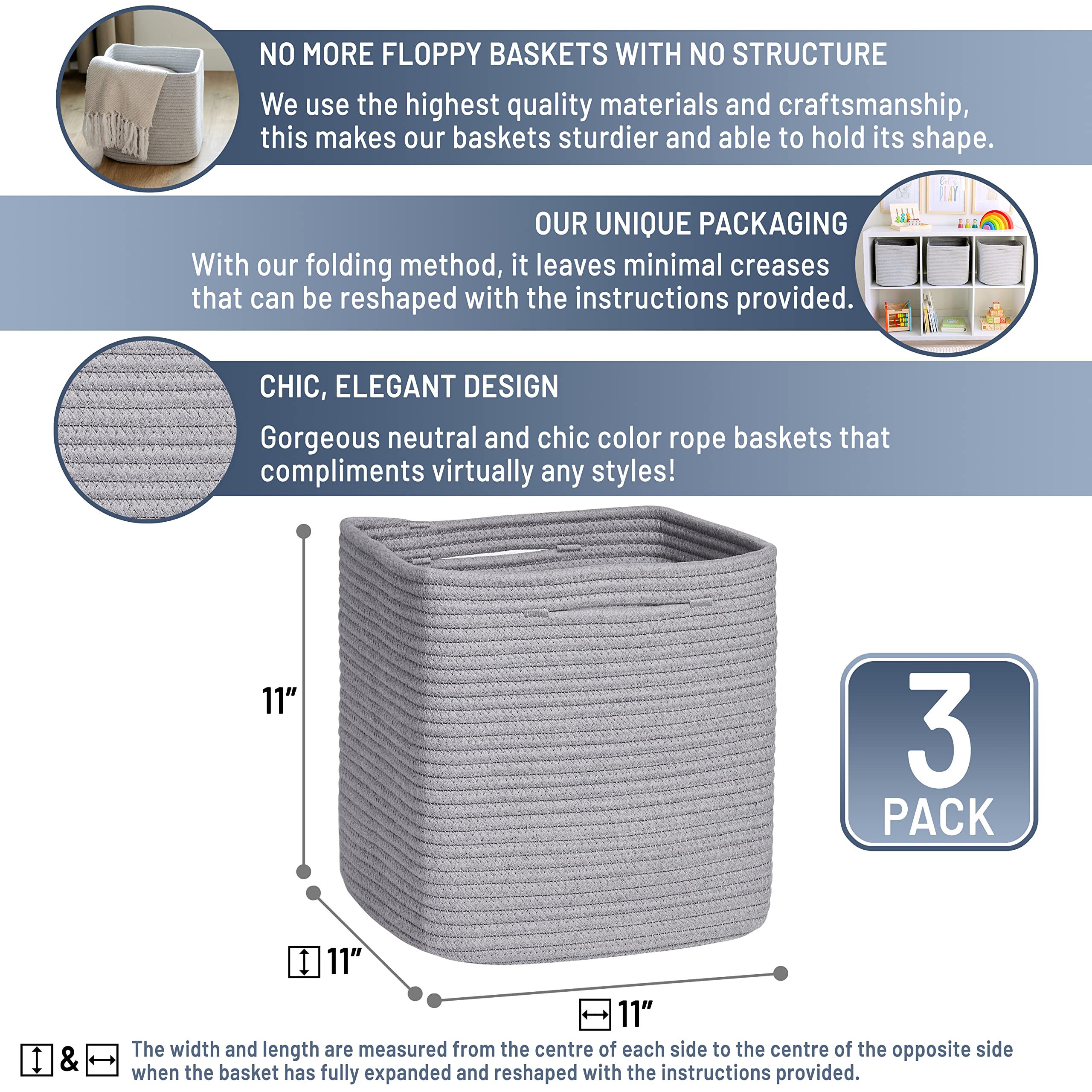 NaturalCozy 11x11x11 basket shows 28% more storage for toys and blankets