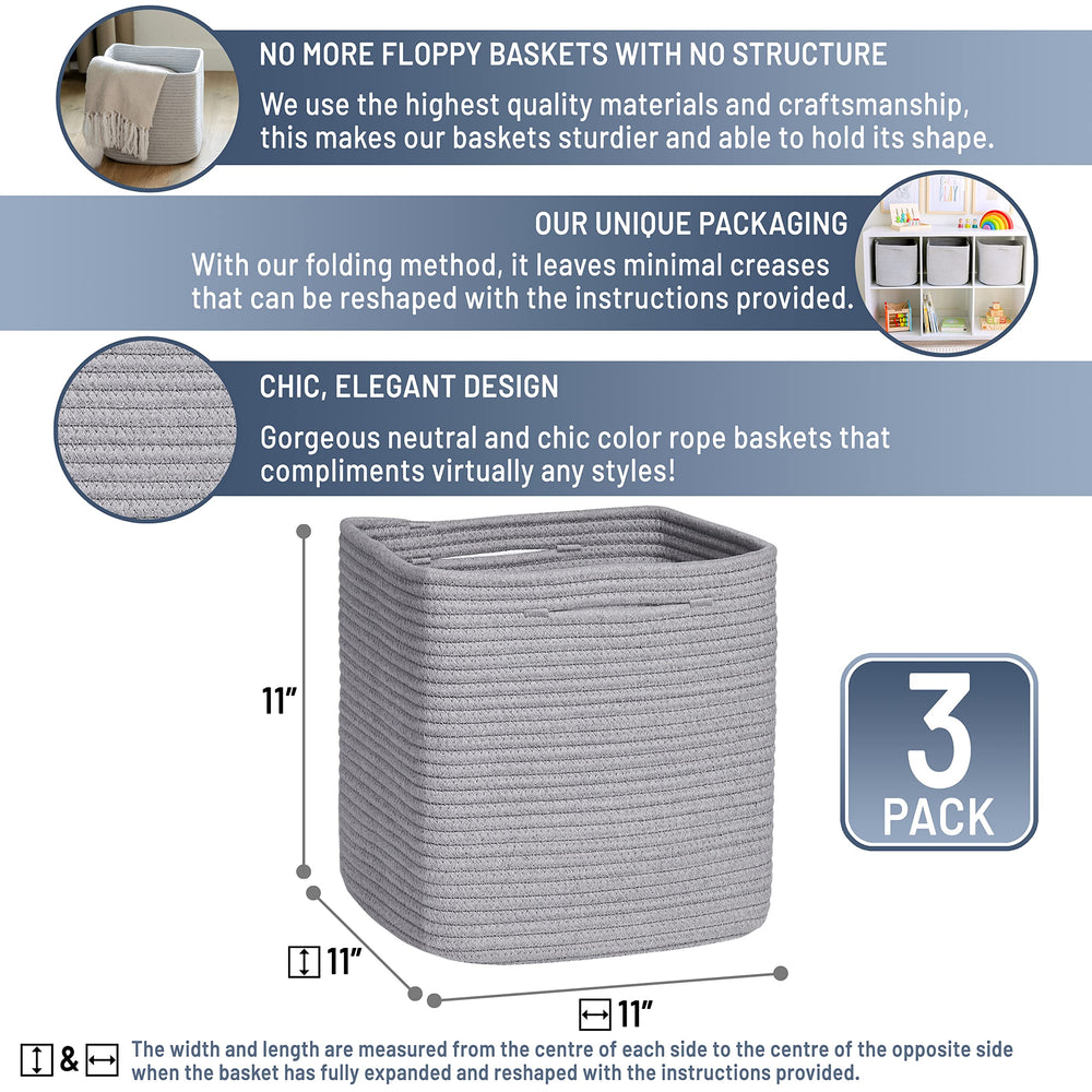 NaturalCozy 11x11x11 basket shows 28% more storage for toys and blankets