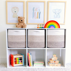 NaturalCozy 3-pack cubes on shelf for toy storage