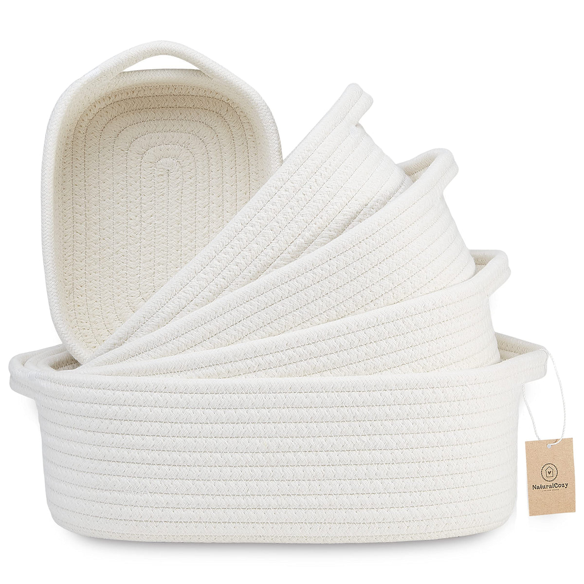 NaturalCozy 5-piece rectangle basket set top view for clutter control