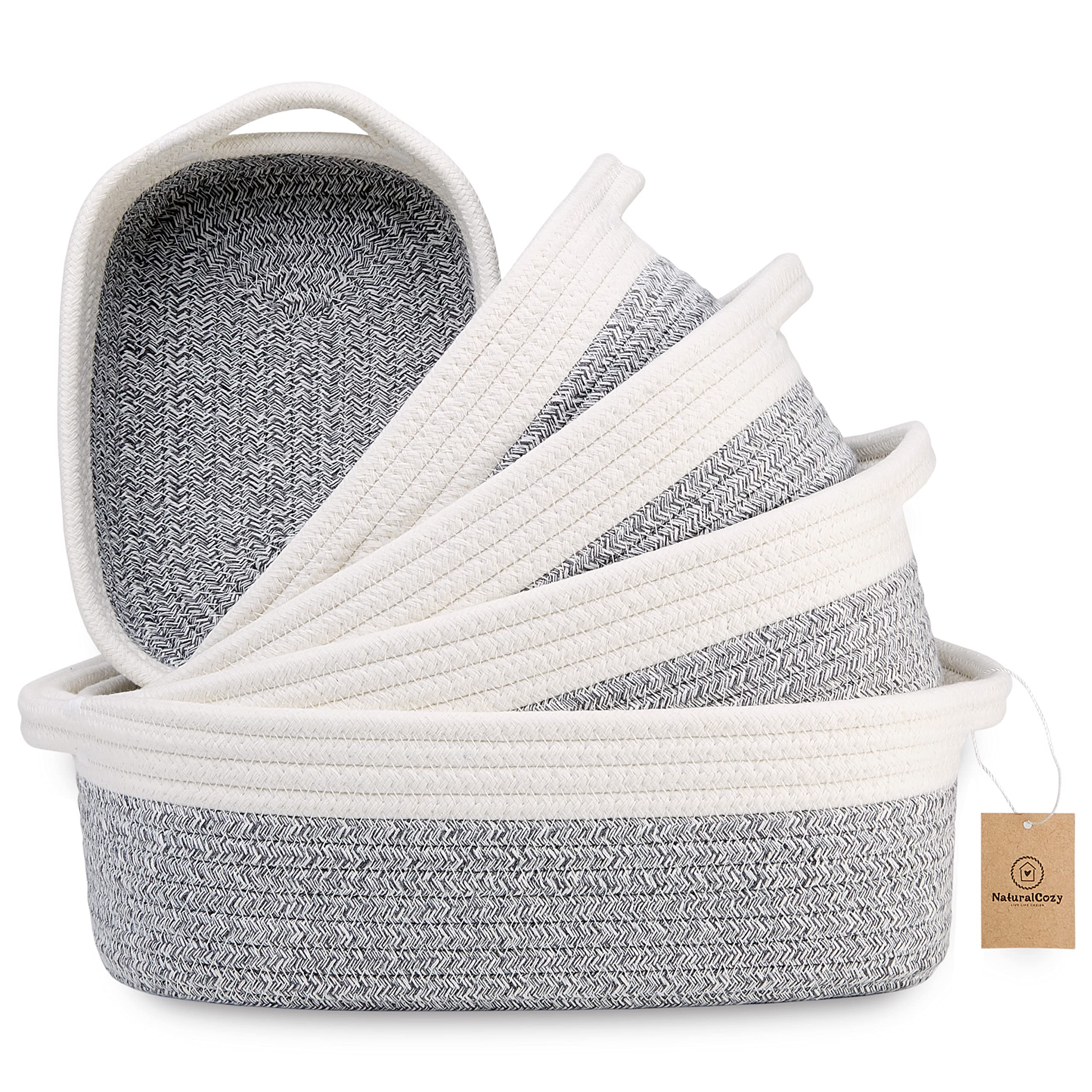 NaturalCozy 5-piece rectangle basket set packaging preserves shape for easy setup