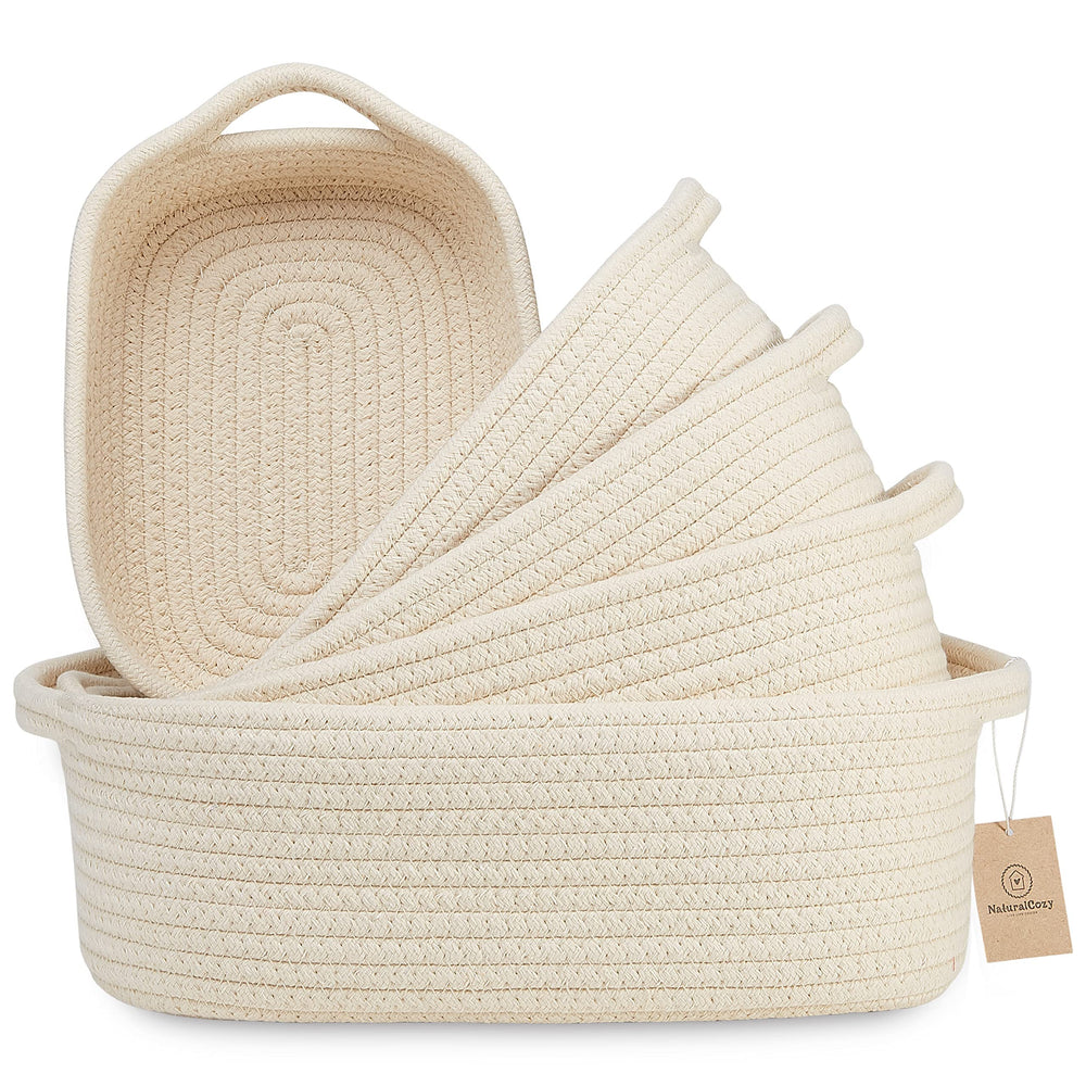 NaturalCozy 5-piece rectangle basket set large for Montessori displays and fruit storage