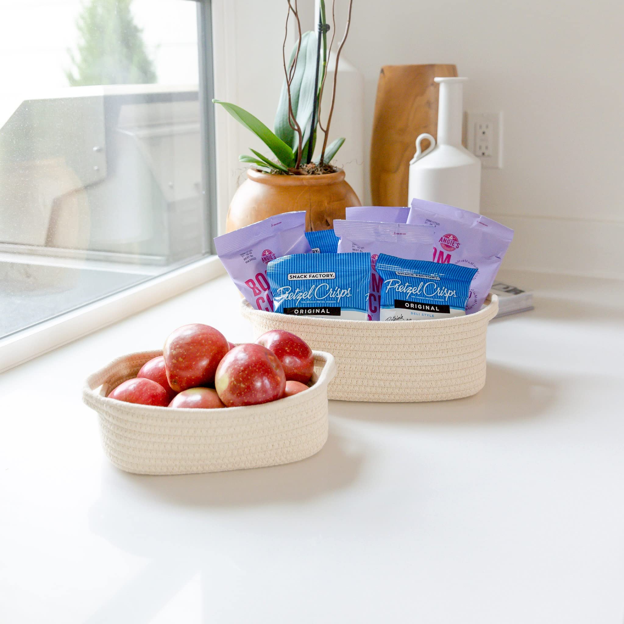 NaturalCozy small basket compact organizer for cosmetics desk essentials