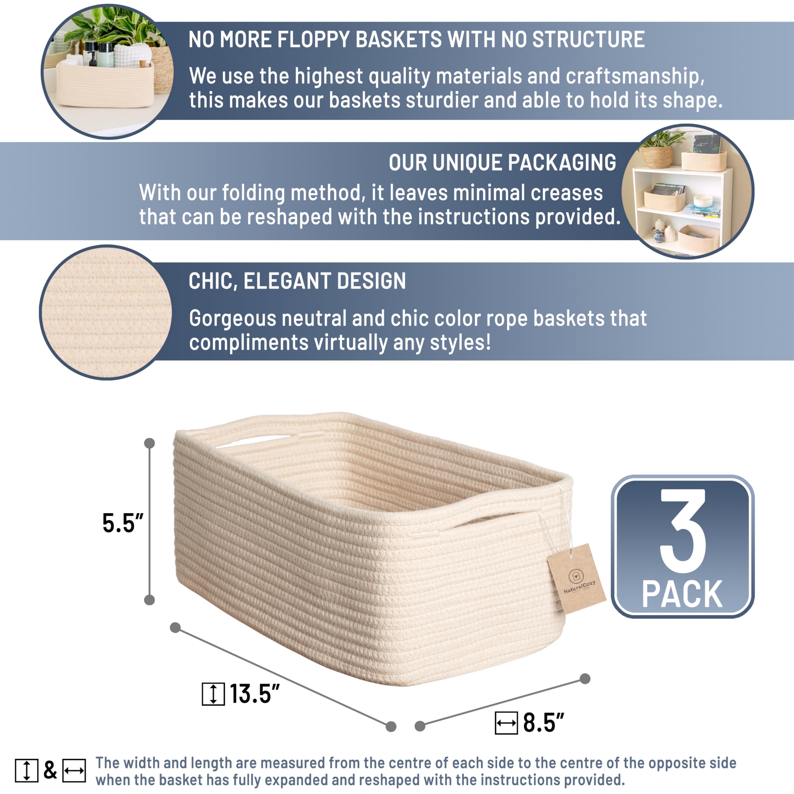 NaturalCozy basket close-up rope weave highlighting sturdy construction for durability