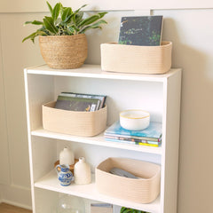 NaturalCozy basket hidden reinforced handles blend with design for easy carrying