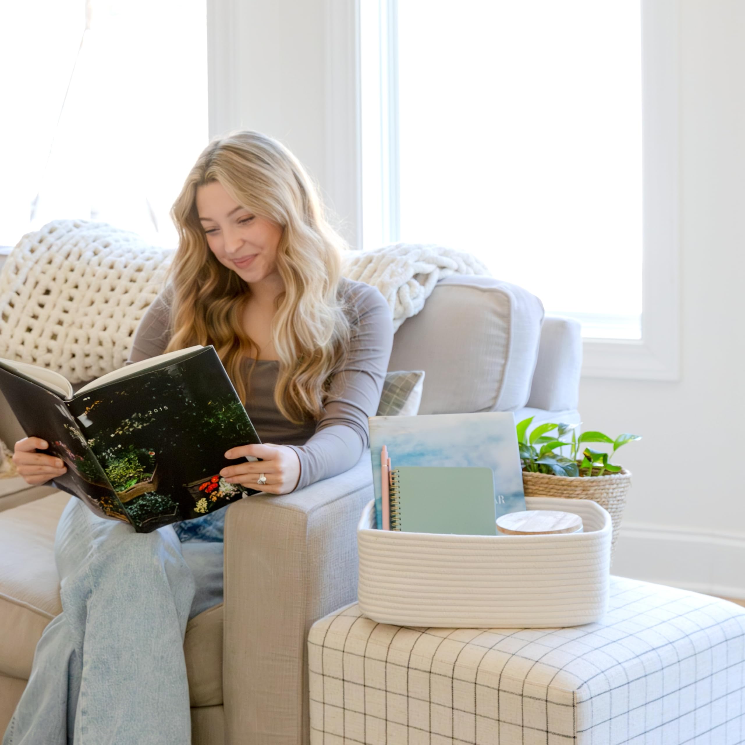 NaturalCozy nursery-use basket keeps essentials organized within reach.