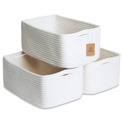 NaturalCozy rectangular-structure basket offers sturdy organization on shelves.