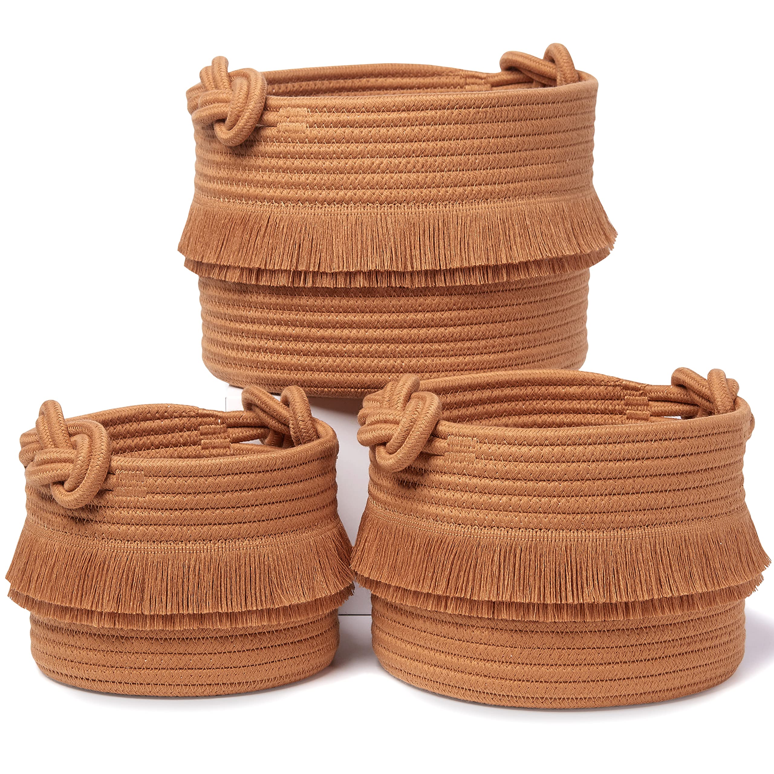 NaturalCozy largest basket from the 3-piece set for toy storage and nursery organization.
