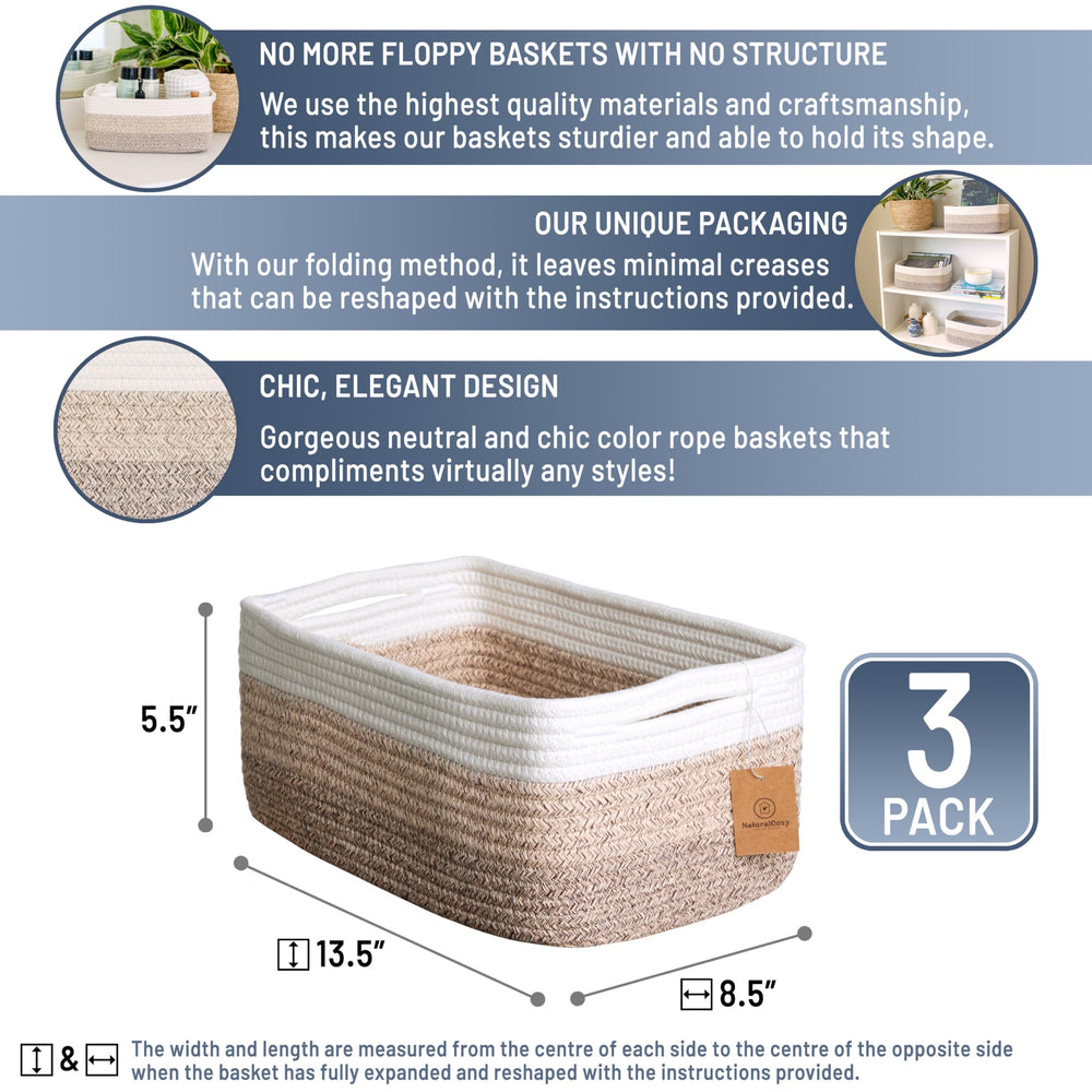 NaturalCozy baskets extra-storage-space highlights spacious compartments for toys and books.