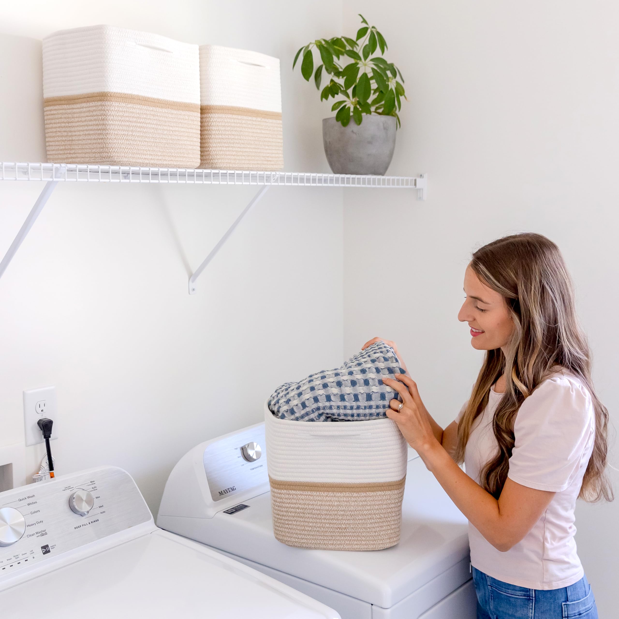 NaturalCozy classroom setup showing versatile use of square storage cubes on shelves.