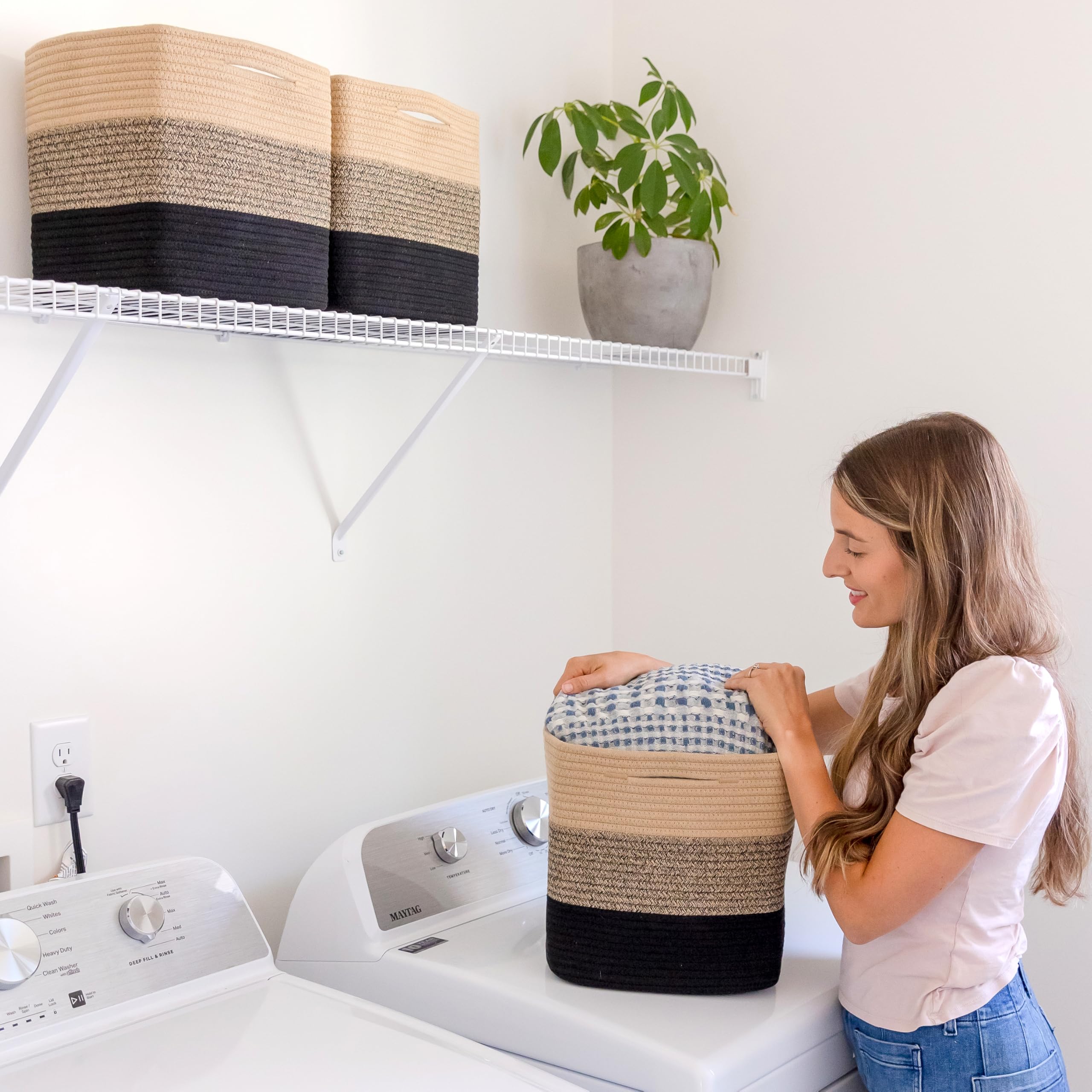 NaturalCozy closet-basket holding essentials keeps closets tidy and reachable