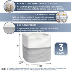 NaturalCozy cotton rope basket close-up shows durable weave for daily use.
