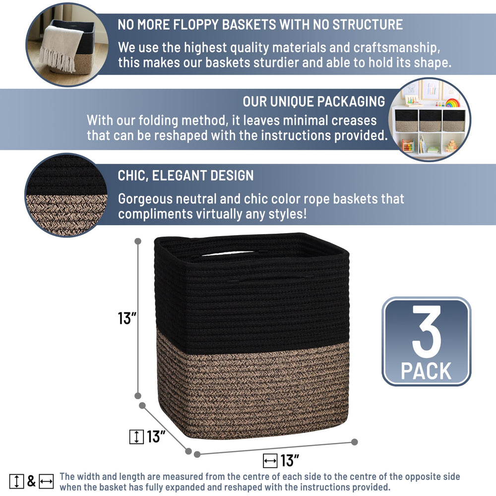 NaturalCozy cotton rope basket with hidden handles for easy carrying and discreet storage.