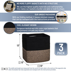 NaturalCozy cotton rope basket with hidden handles for easy carrying and discreet storage.