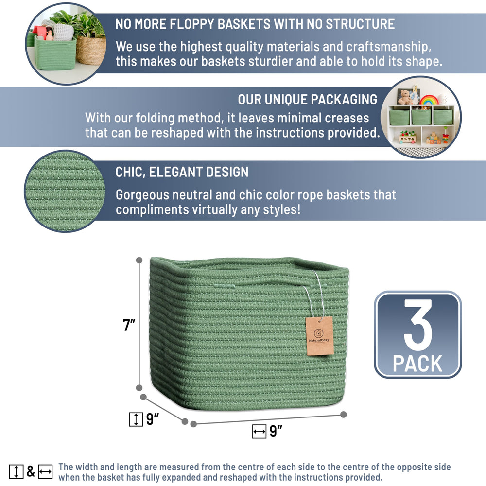 NaturalCozy cotton rope basket designed for nursery organization and toy storage