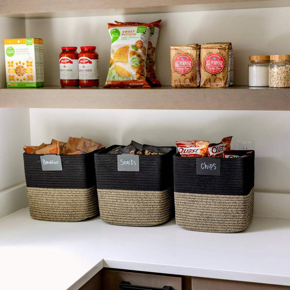 NaturalCozy cotton rope basket emphasizes safe, natural material suitable for family spaces.