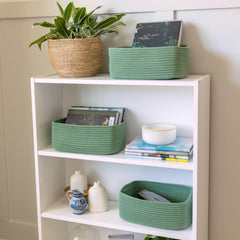 NaturalCozy cotton rope basket uses safe material for toddlers.