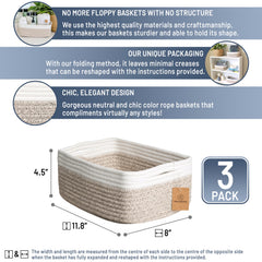 NaturalCozy cotton rope basket weave closeup showing durable texture for organization