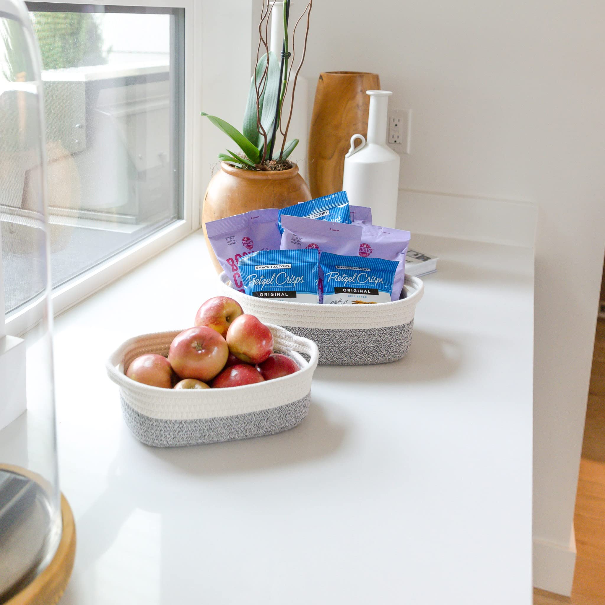 NaturalCozy nursery basket shows soft cotton rope texture ideal for toy storage