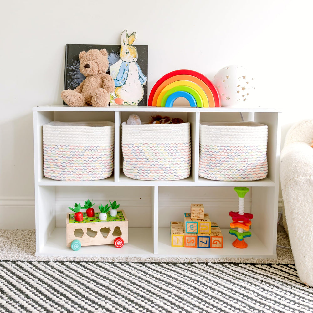 NaturalCozy cotton rope bins are safe and sturdy for kids' rooms and nurseries.