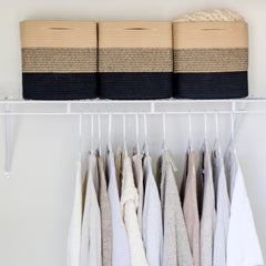 NaturalCozy cube basket shelf-organization image demonstrates 11x11x11 storage efficiency