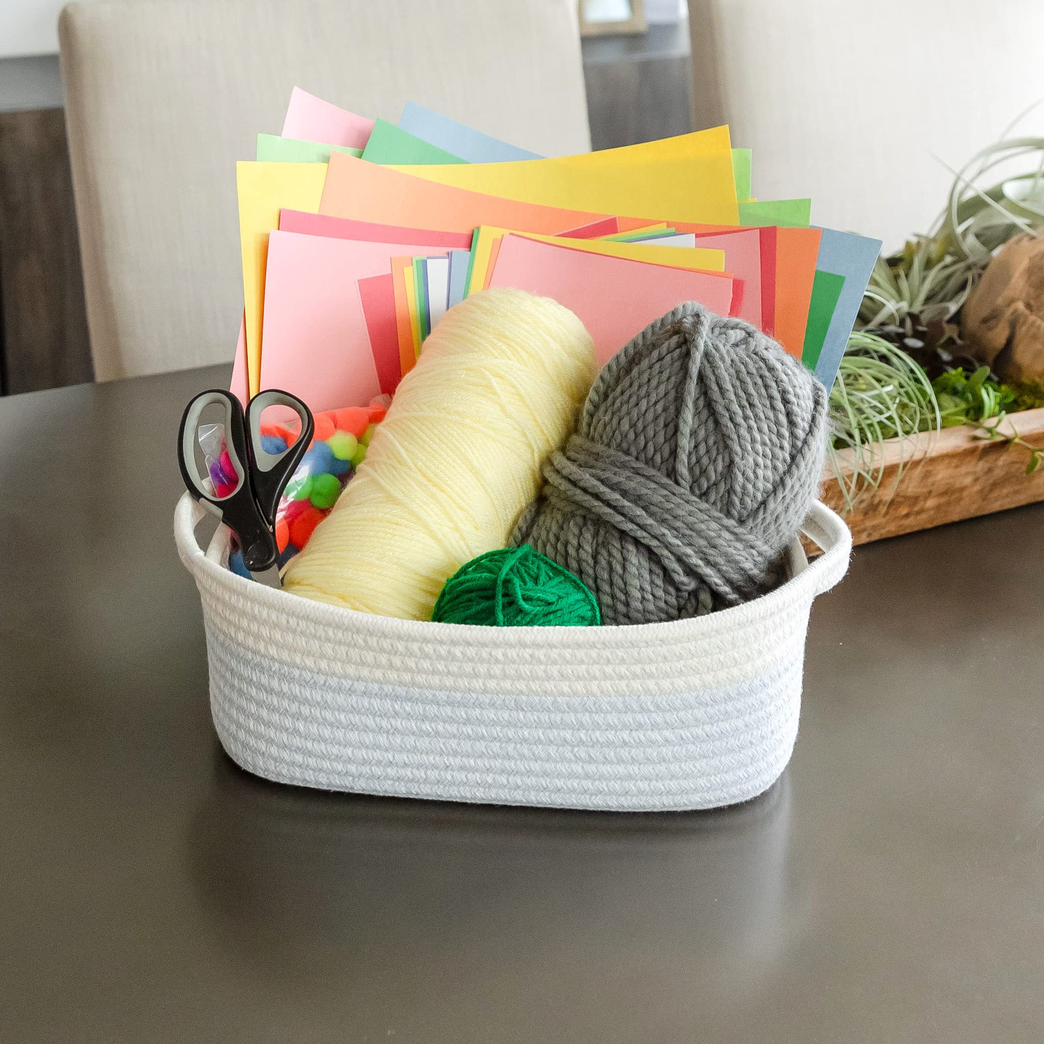 NaturalCozy basket with double reinforced handles for durability