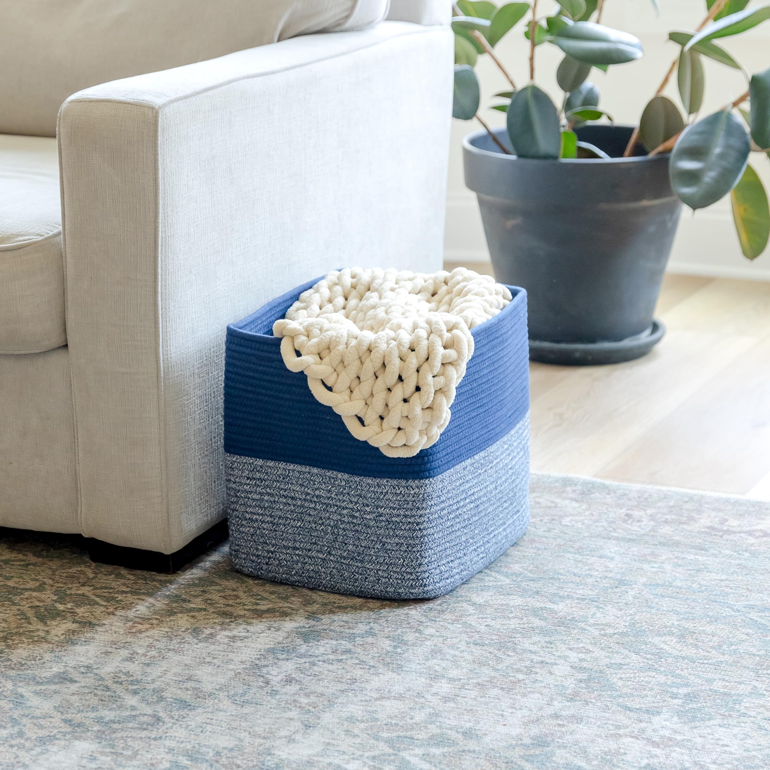 NaturalCozy Kallax bin hidden handles detail keeps shelves tidy and seamless.