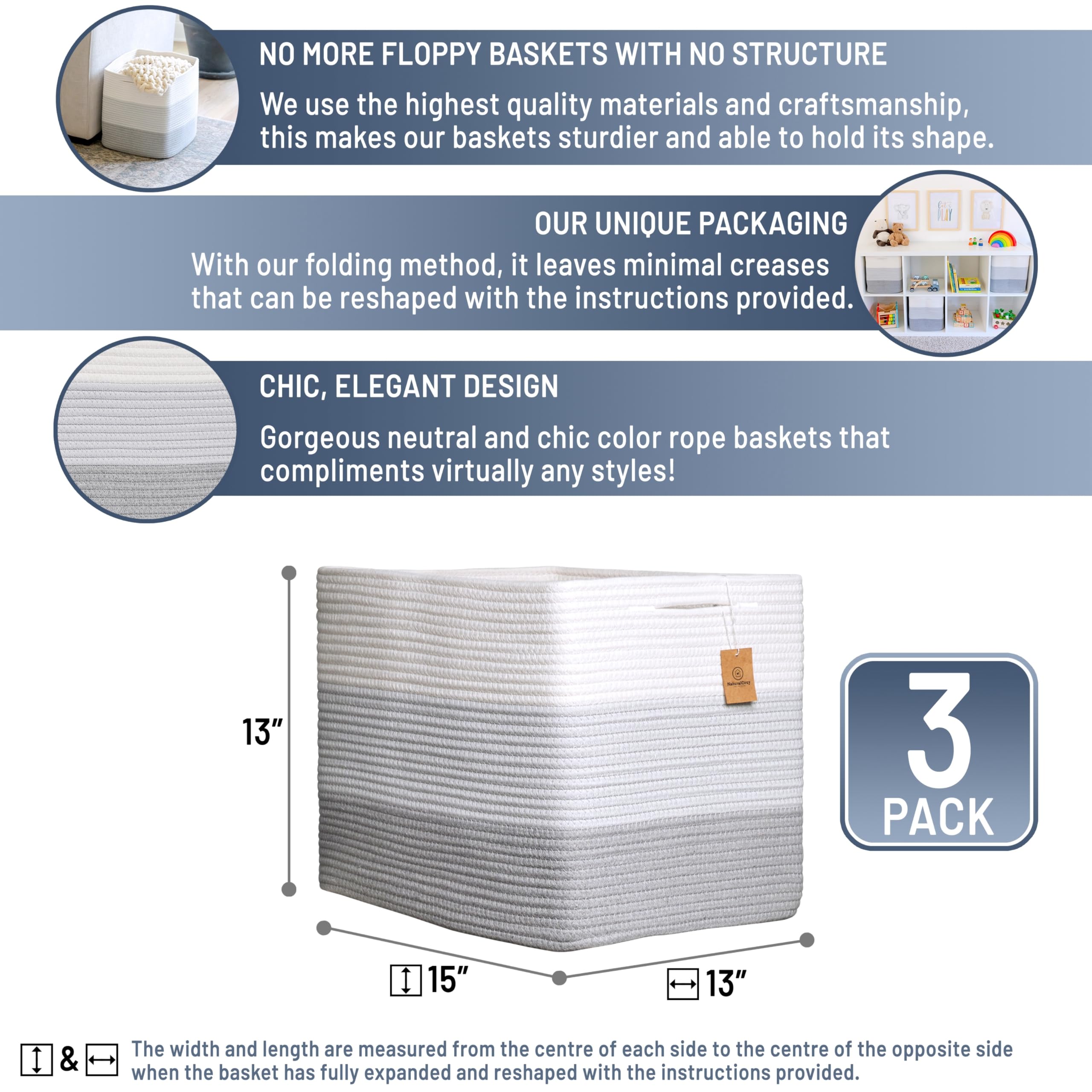 NaturalCozy Kallax bins offer 15-inch depth to maximize storage space.
