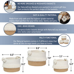 NaturalCozy large basket toy-bin showcases kid-friendly organization for stuffed animals and blocks.
