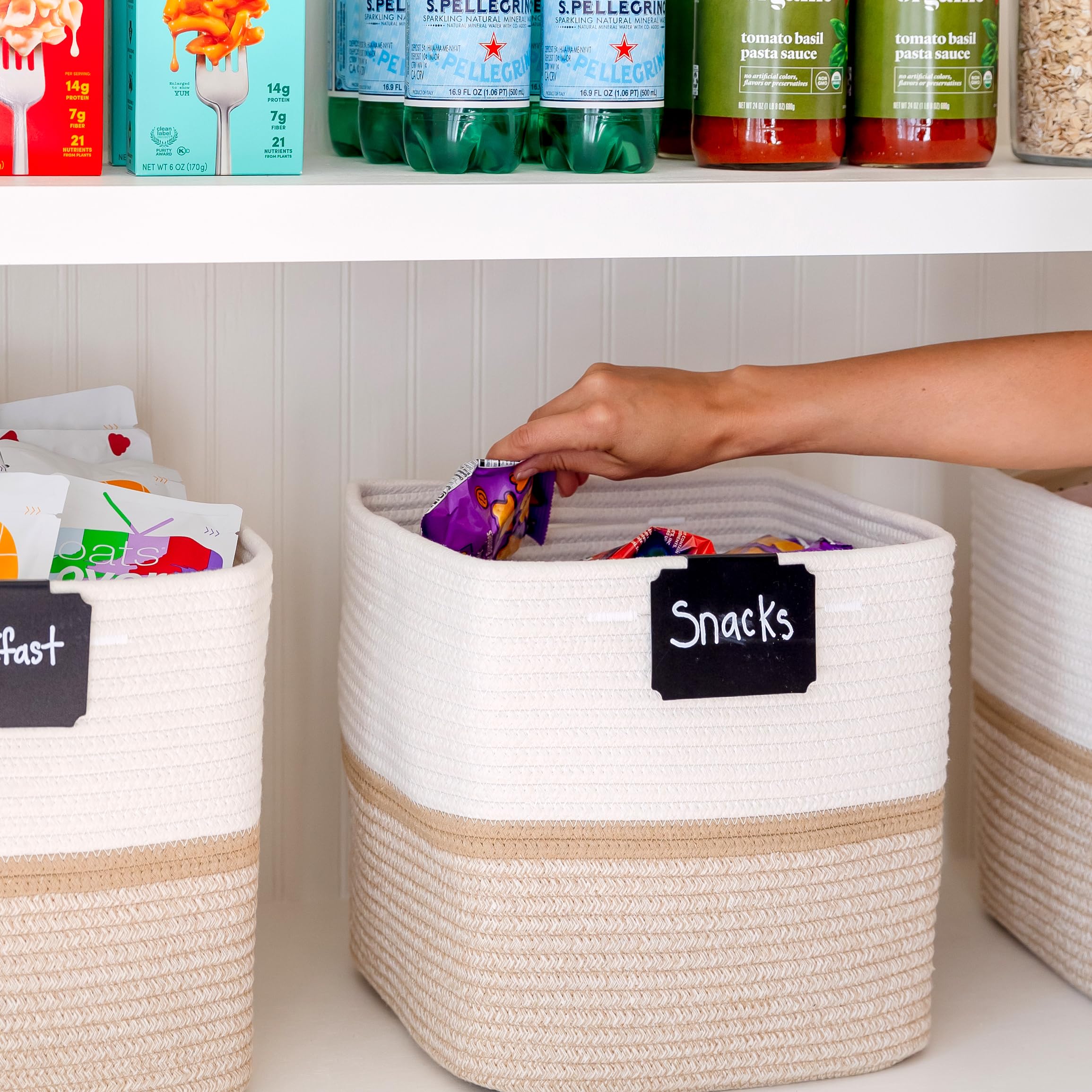 NaturalCozy natural cotton material highlights safe, sturdy toy storage for kids.