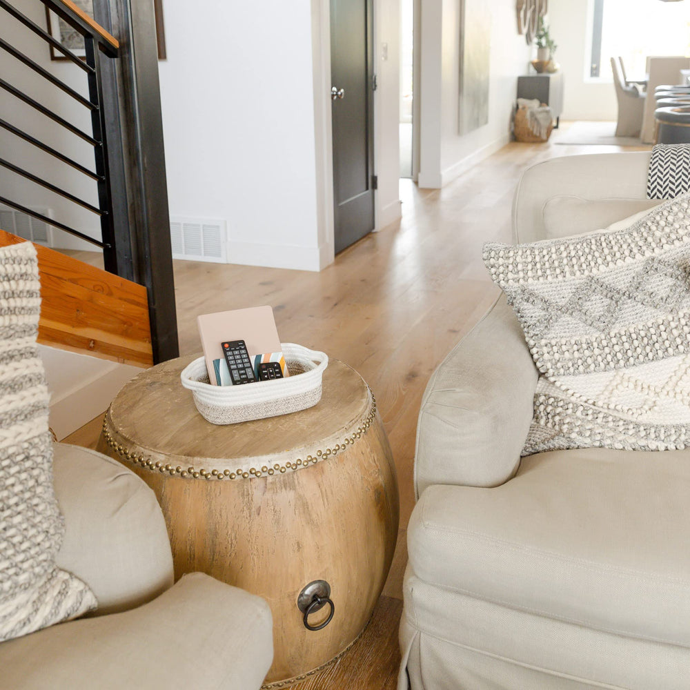 NaturalCozy neutral decor basket matches any room style.