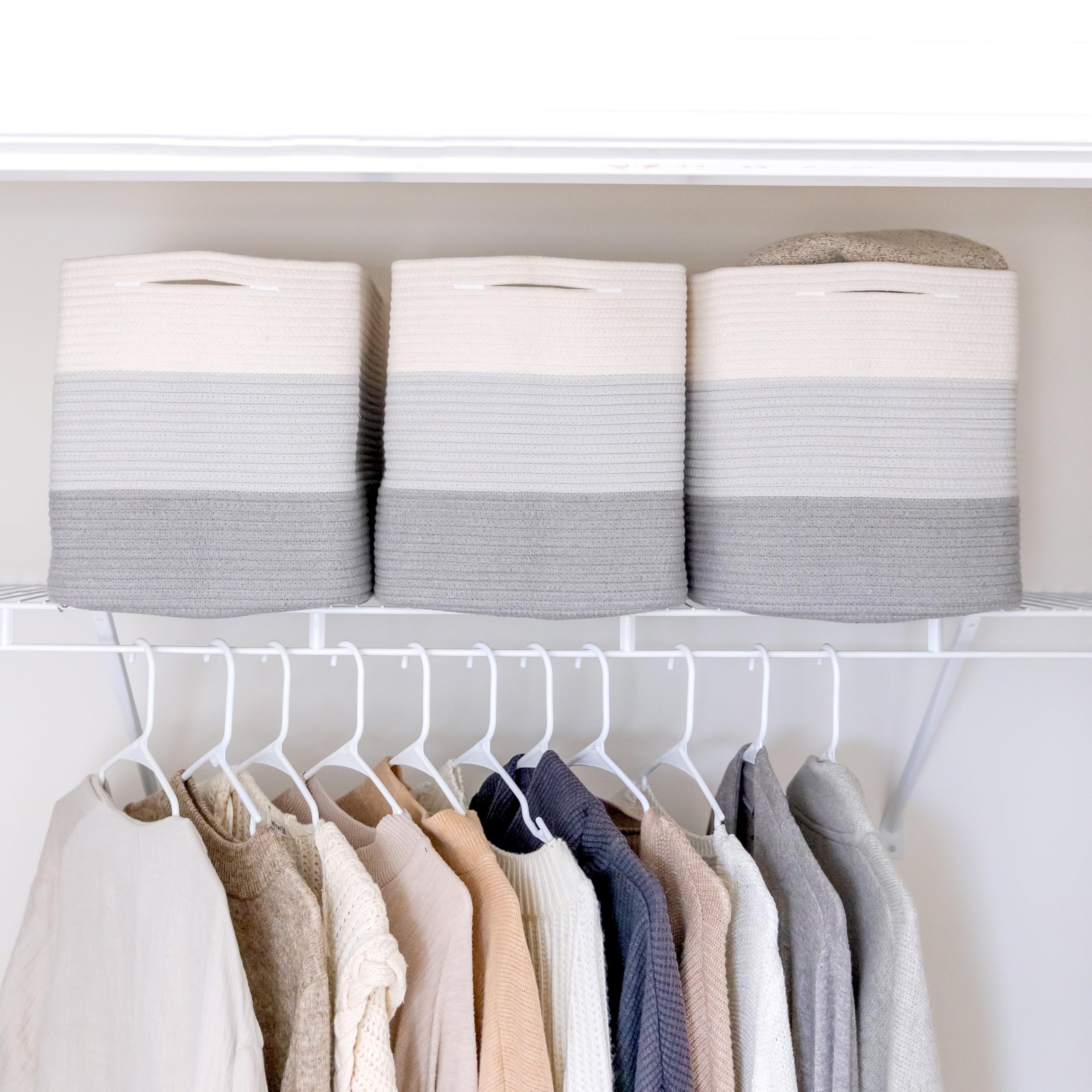NaturalCozy nursery closet setup reduces clutter for baby gear and blankets.