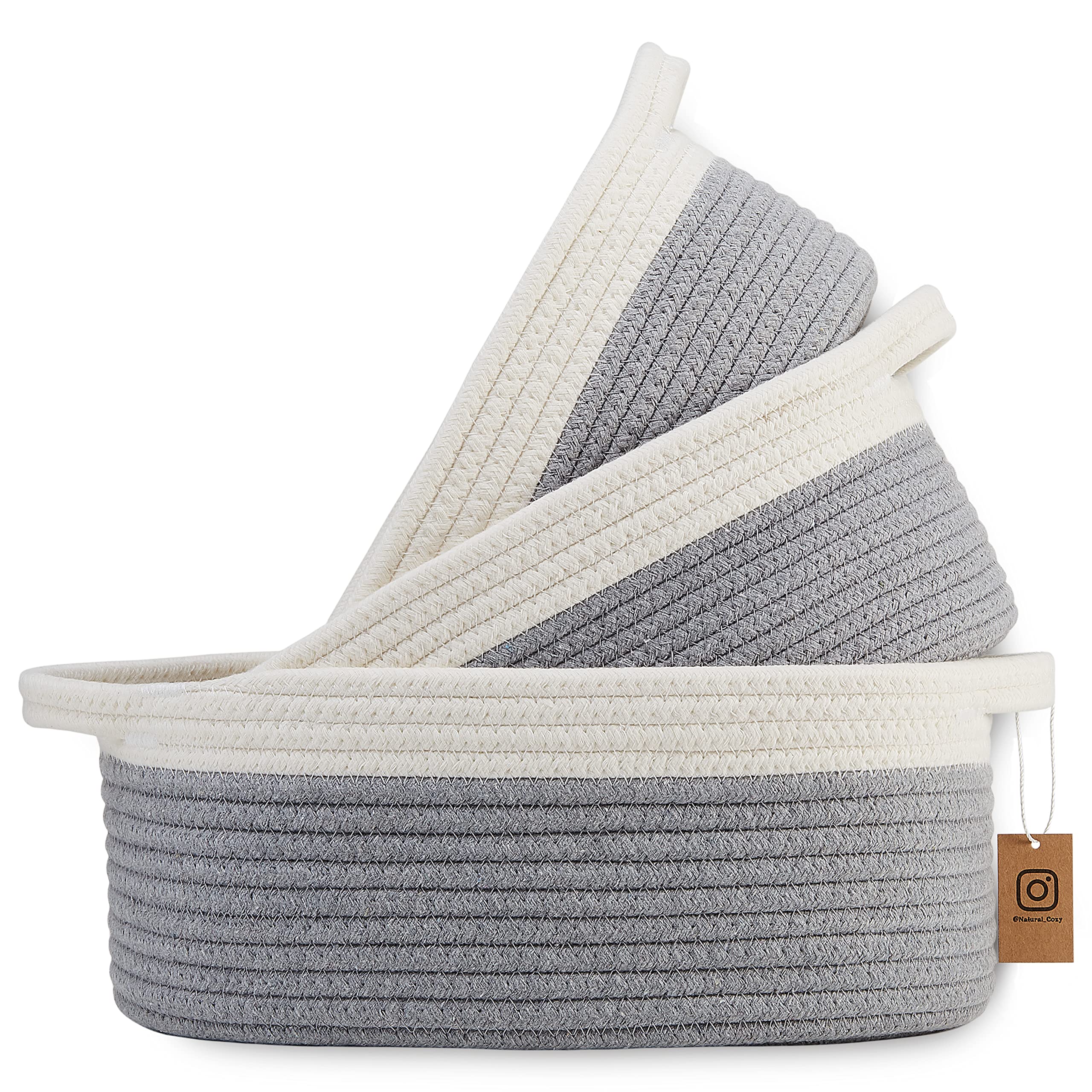 NaturalCozy oval basket large diapers – sturdy storage for nursery essentials and diaper organization.